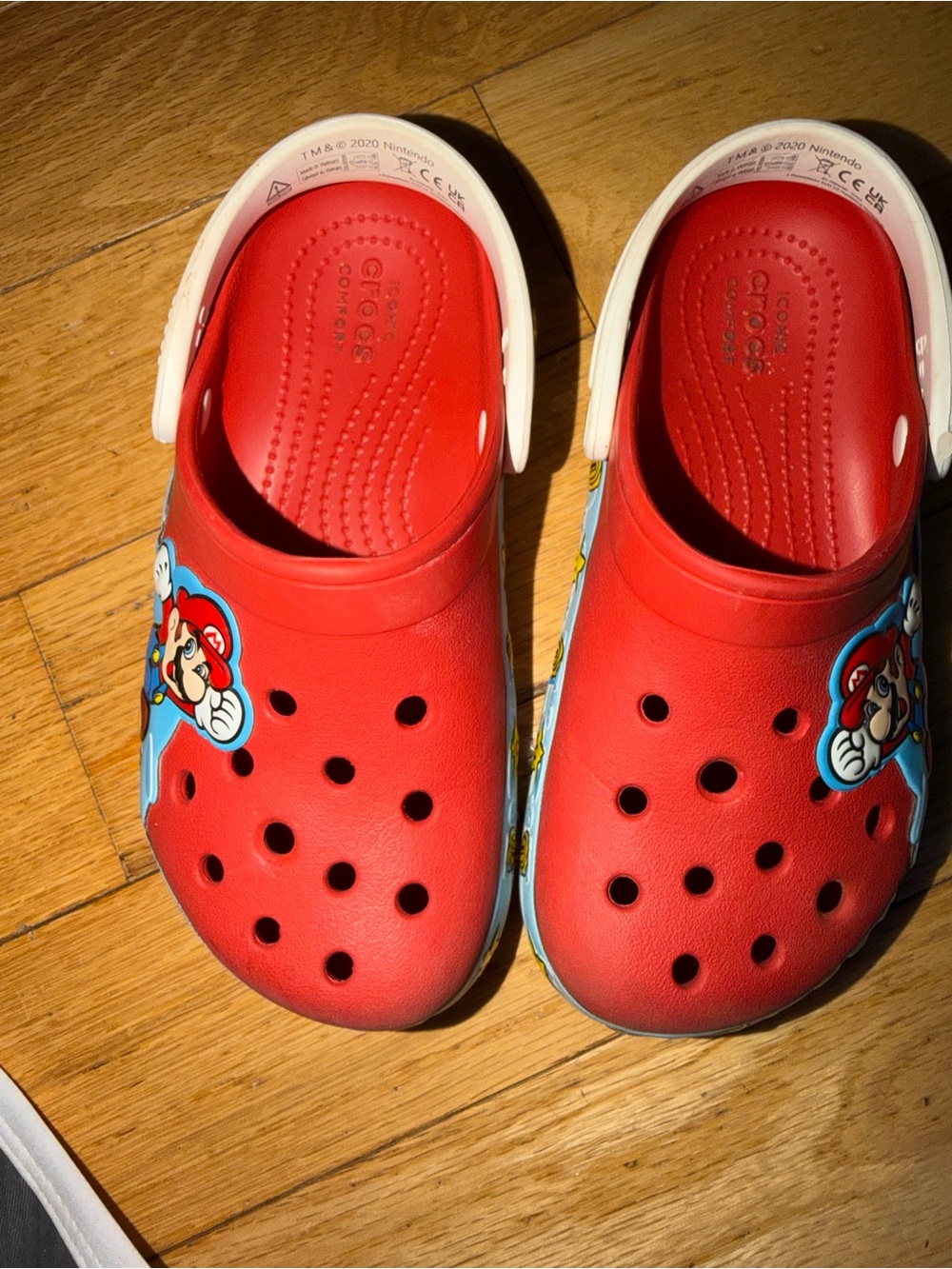 CROCS Kids Red Super Mario Clogs with White Strap
